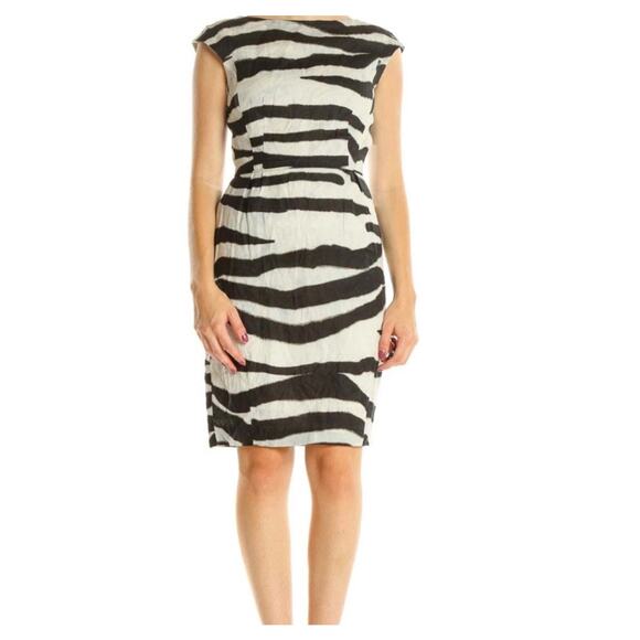 Banana Republic Black White Zebra Print Linen Dress Size 0 - Picture 1 of 8